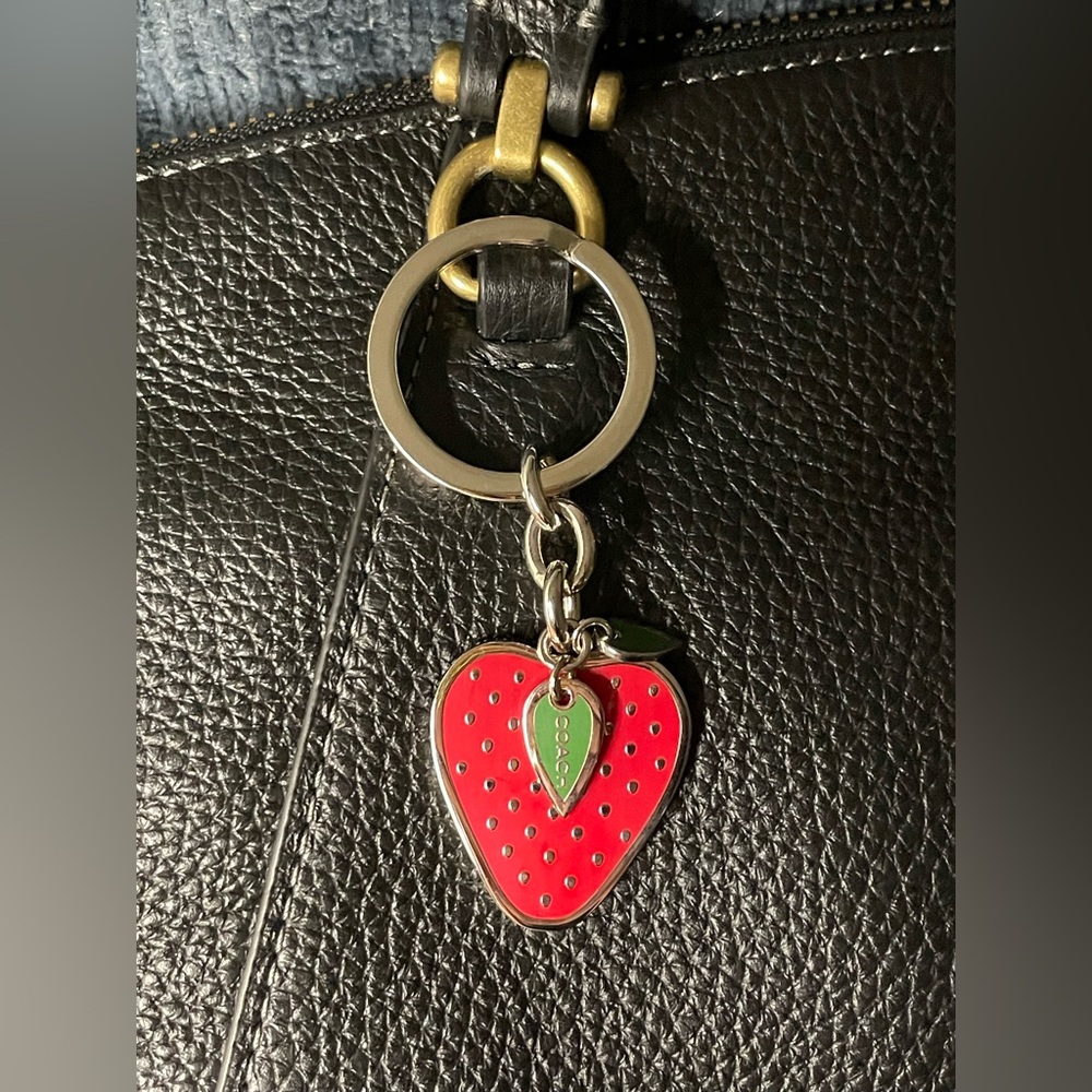 COACH Silver Tone Metal Enamel Strawberry Keychain/Bag Charm - Picture 7 of 7